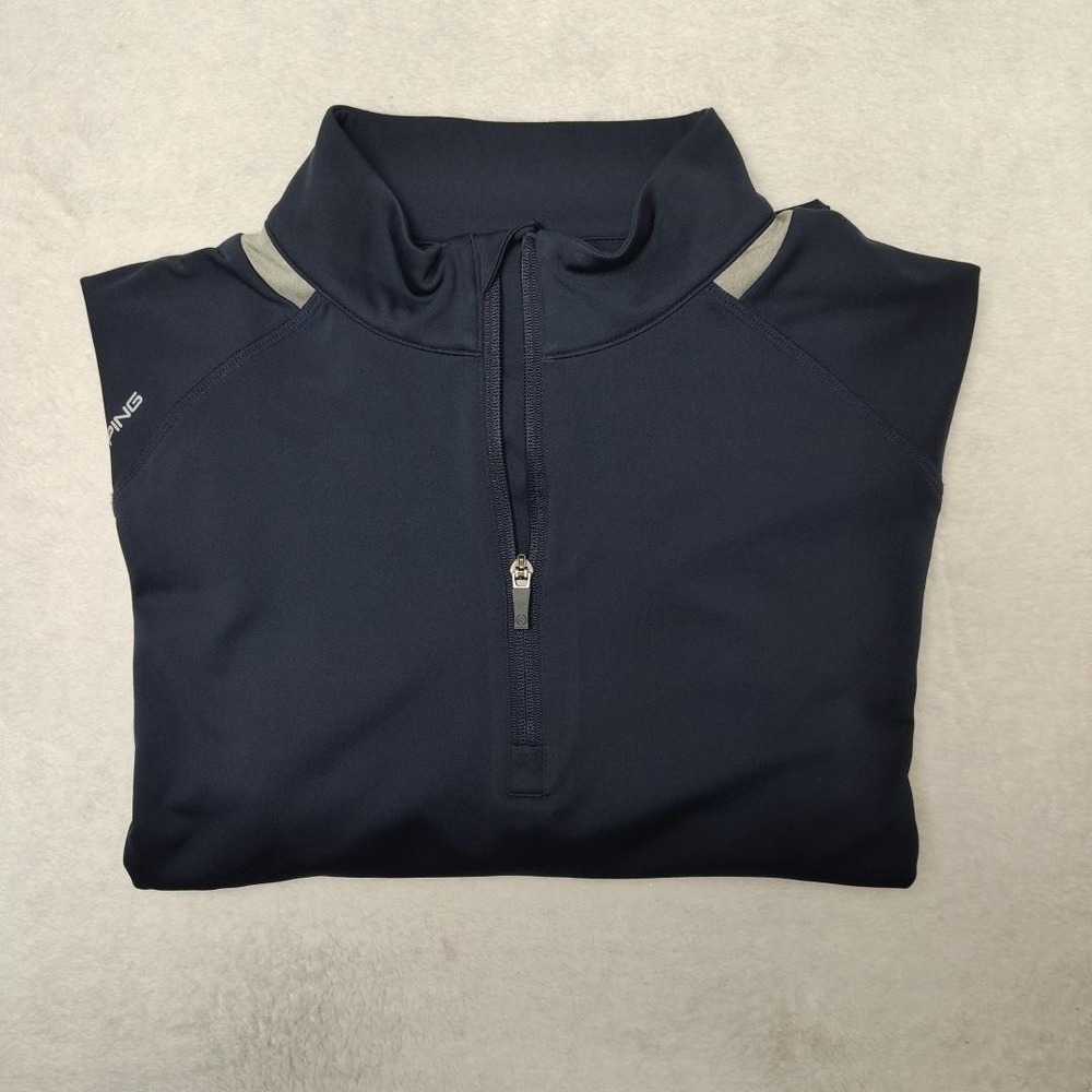 PING Pullover Mens Large Blue Quarter Zip Mock Neck SensorCool Performance